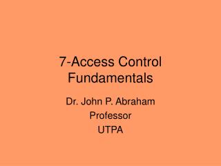 7-Access Control Fundamentals