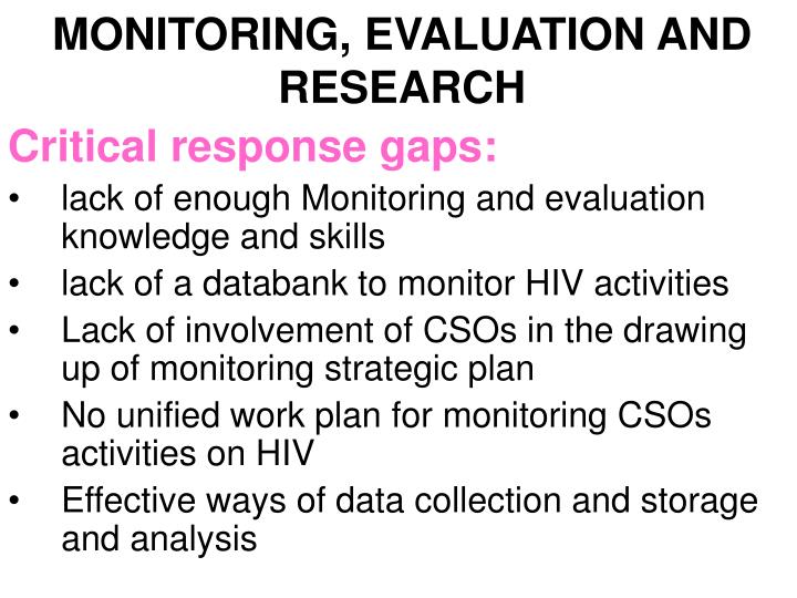 monitoring evaluation and research