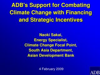ADB Commends Initiatives of Government of India for combating Climate Change