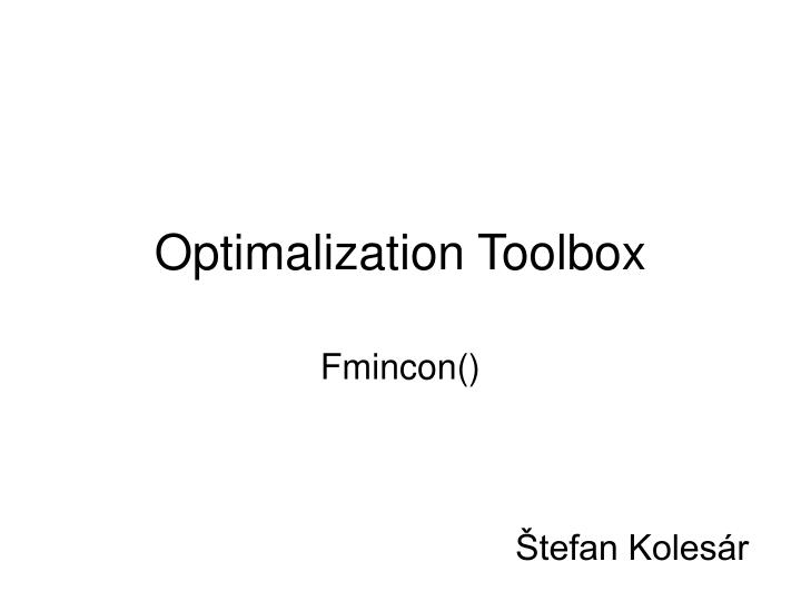 optimalization toolbox