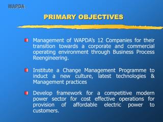 PRIMARY OBJECTIVES