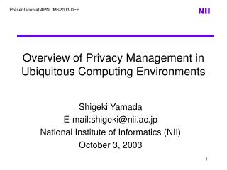 Overview of Privacy Management in Ubiquitous Computing Environments
