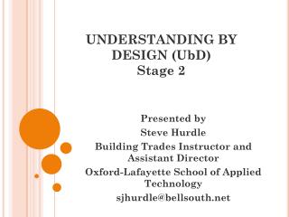 Understanding By Design (U bD) Stage 2