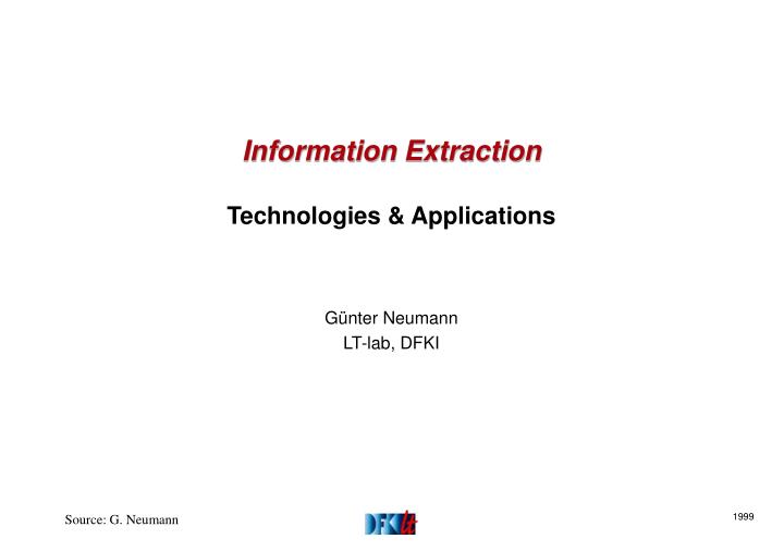 information extraction technologies applications