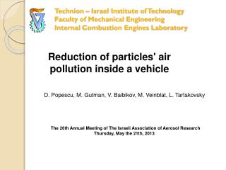 Reduction of particles' air pollution inside a vehicle