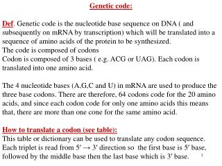 Genetic code: