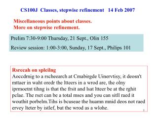CS100J Classes, stepwise refinement 14 Feb 2007