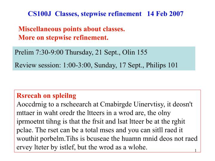 cs100j classes stepwise refinement 14 feb 2007
