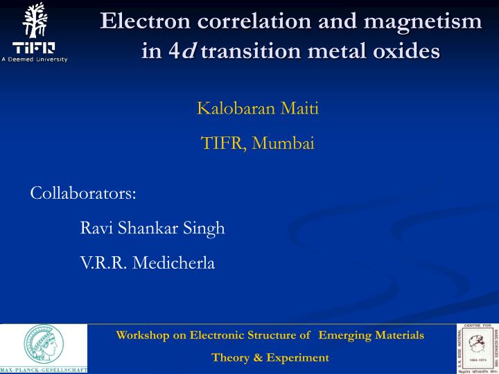 electron correlation and magnetism in 4 d transition metal oxides