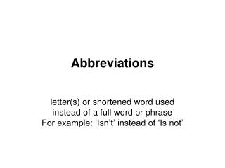 Abbreviations