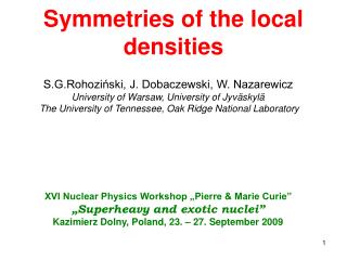 Symmetries of the local densities