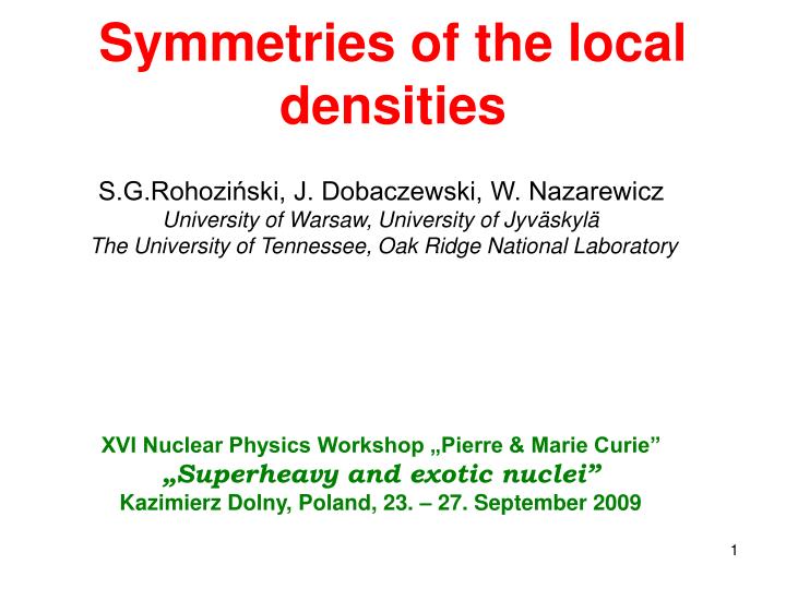symmetries of the local densities