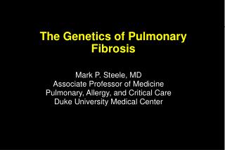 The Genetics of Pulmonary Fibrosis