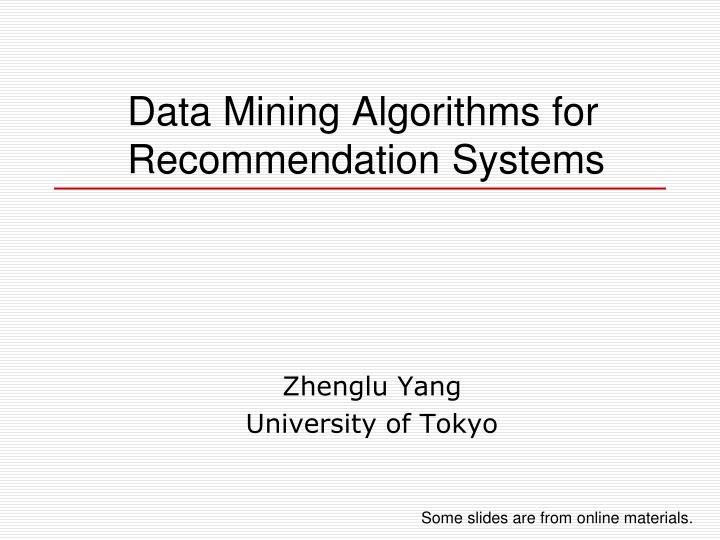 data mining algorithms for recommendation systems