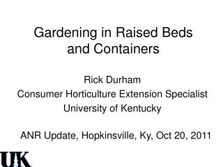 Gardening in Raised Beds and Containers