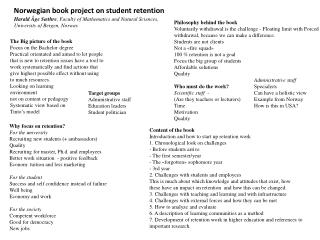 Content of the book Introduction and how to start up retention work