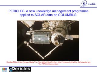 PERICLES: a new knowledge management programme applied to SOLAR data on COLUMBUS.