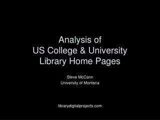 Analysis of US College &amp; University Library Home Pages