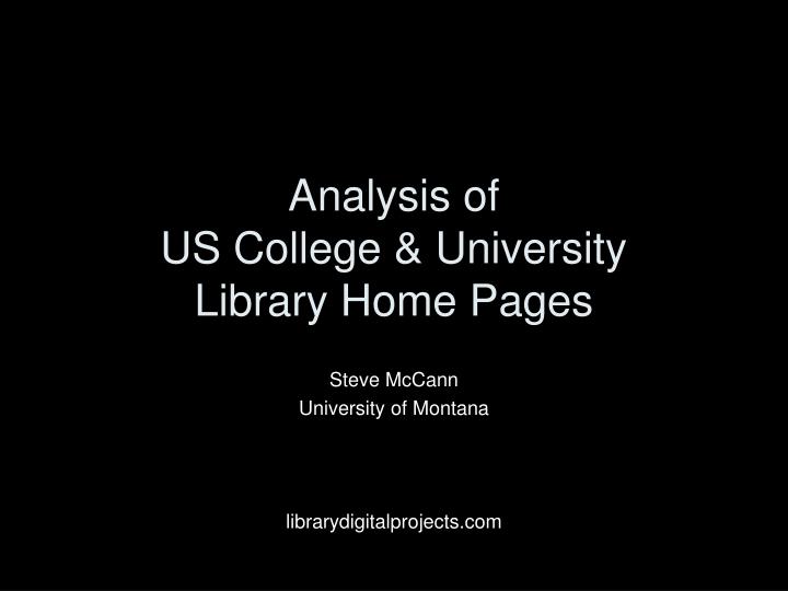 analysis of us college university library home pages