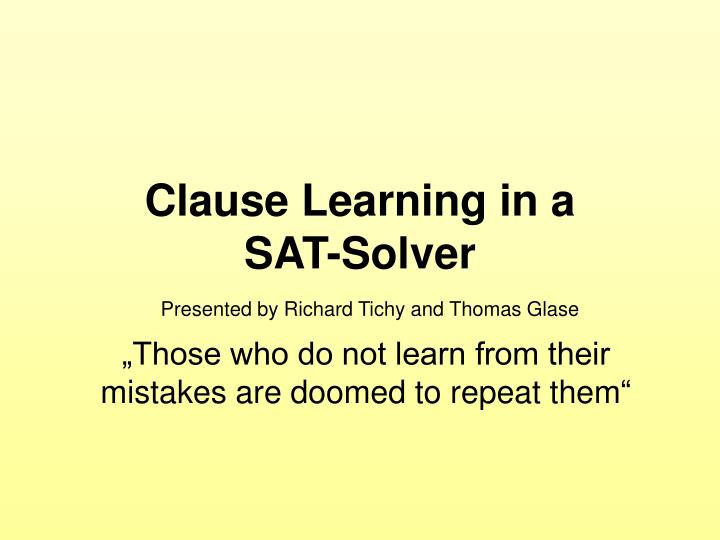 clause learning in a sat solver