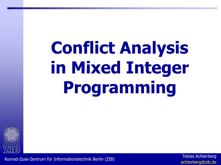 conflict analysis in mixed integer programming