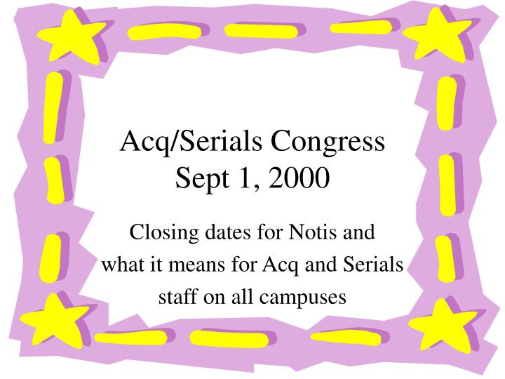 acq serials congress sept 1 2000