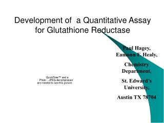 Development of a Quantitative Assay for Glutathione Reductase