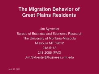 The Migration Behavior of Great Plains Residents
