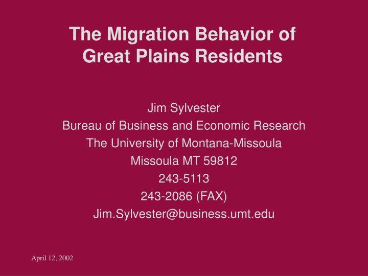 the migration behavior of great plains residents