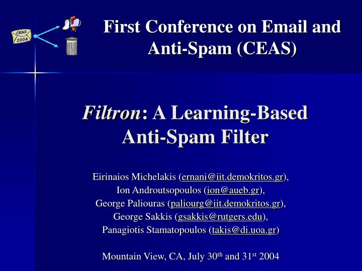 filtron a learning based anti spam filter