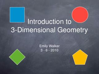 Introduction to 3-Dimensional Geometry