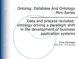 Ontolog: Database And Ontology Mini-Series