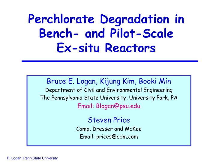 perchlorate degradation in bench and pilot scale ex situ reactors