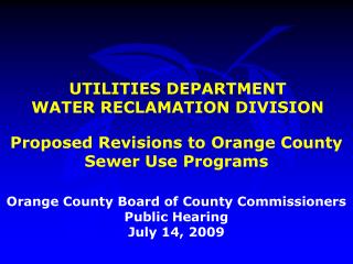 UTILITIES DEPARTMENT WATER RECLAMATION DIVISION