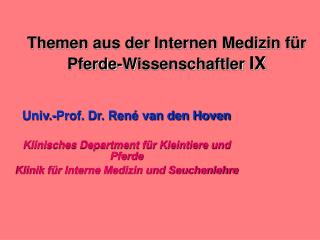 themen aus der internen medizin f r pferde wissenschaftler ix