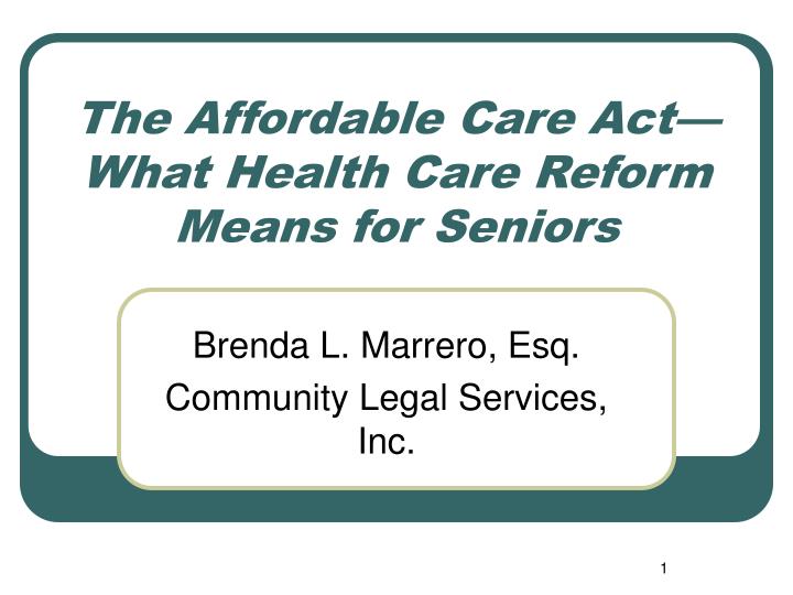the affordable care act what health care reform means for seniors