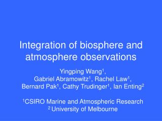 Integration of biosphere and atmosphere observations