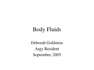 Body Fluids