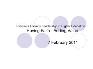 Religious Literacy Leadership in Higher Education