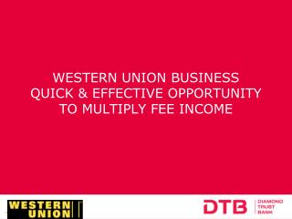 WESTERN UNION BUSINESS QUICK &amp; EFFECTIVE OPPORTUNITY TO MULTIPLY FEE INCOME