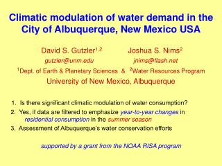 Climatic modulation of water demand in the City of Albuquerque, New Mexico USA