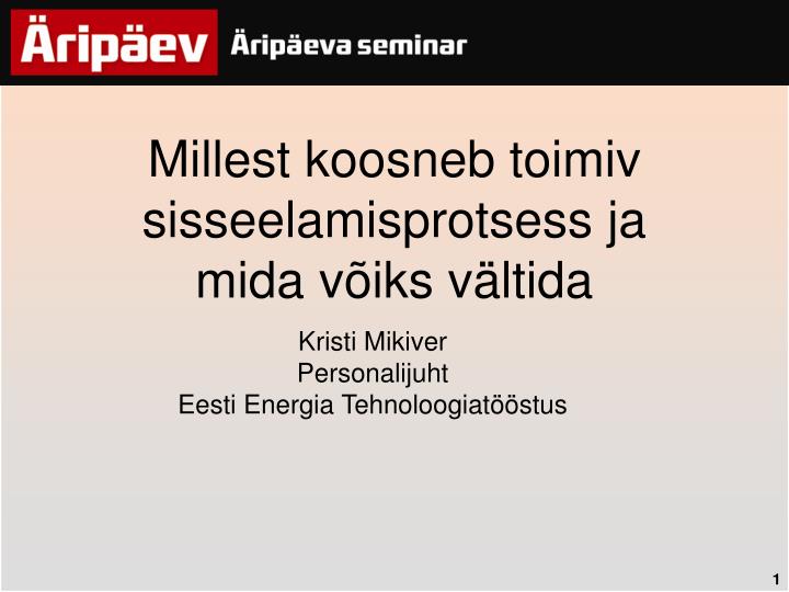 millest koosneb toimiv sisseelamisprotsess ja mida v iks v ltida