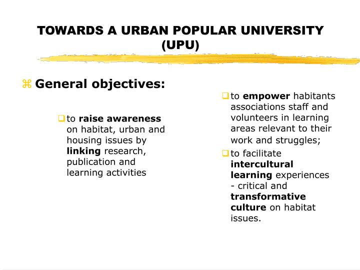 towards a urban popular university upu