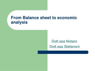 from balance sheet to economic analysis