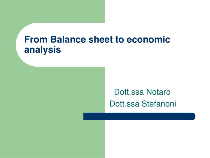 from balance sheet to economic analysis