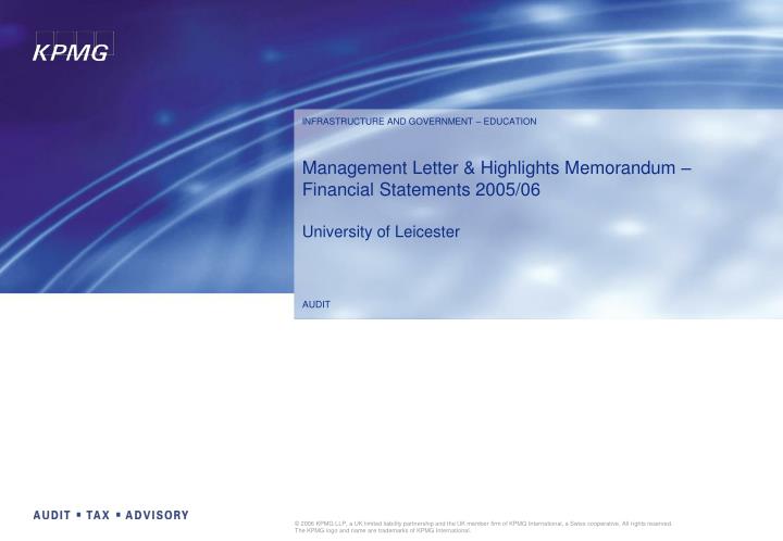 management letter highlights memorandum financial statements 2005 06