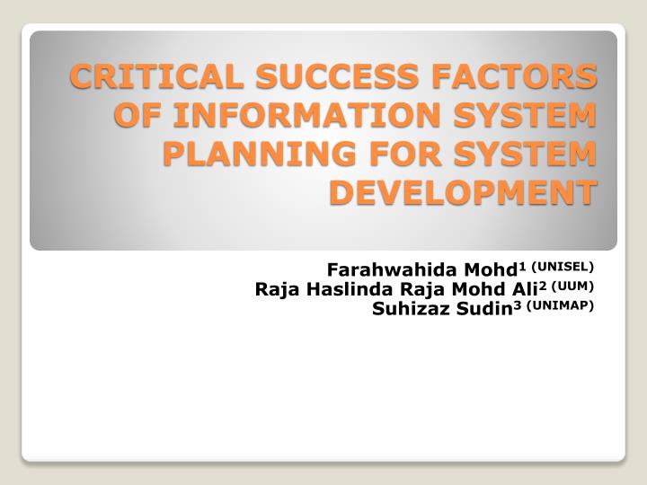 critical success factors of information system planning for system development