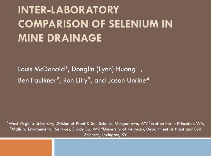 inter laboratory comparison of selenium in mine drainage