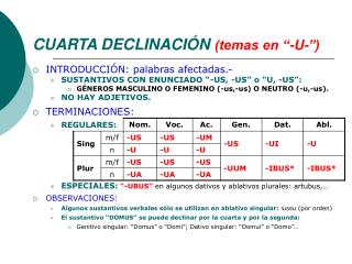 cuarta declinaci n temas en u