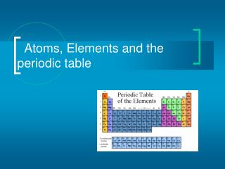 Atoms, Elements and the periodic table